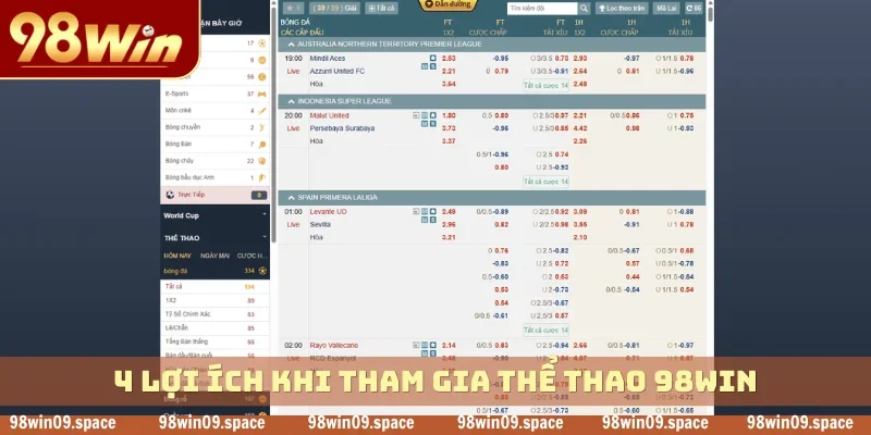 4 lợi ích khi tham gia thể thao 98WIN