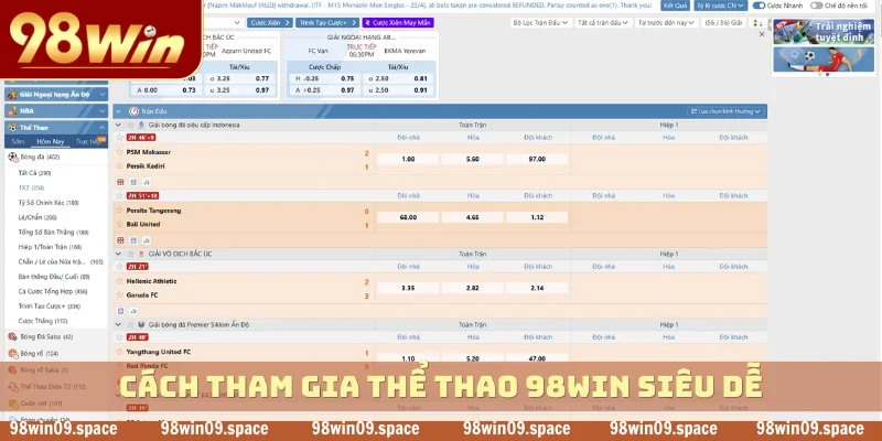 Cách tham gia thể thao 98WIN siêu dễ